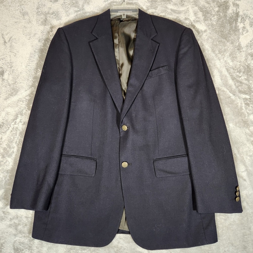 Oscar De La Renta Blazer Men's 42R Sports Coat‎ Suit Jacket Navy Blue Wool